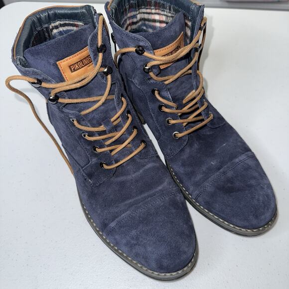 Pikolinos Men’s York Cap Toe Boots Blue Suede Leather Size 43 - Picture 3 of 8